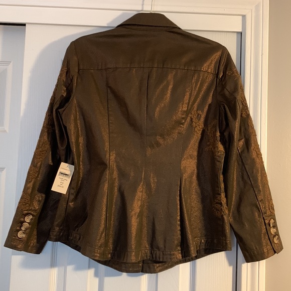 Cold water Creek gorgeous brown metallic jacket with embroidery! - Picture 3 of 11